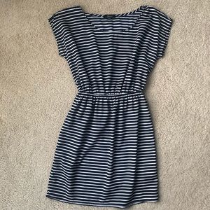 Navy and white striped summer dress